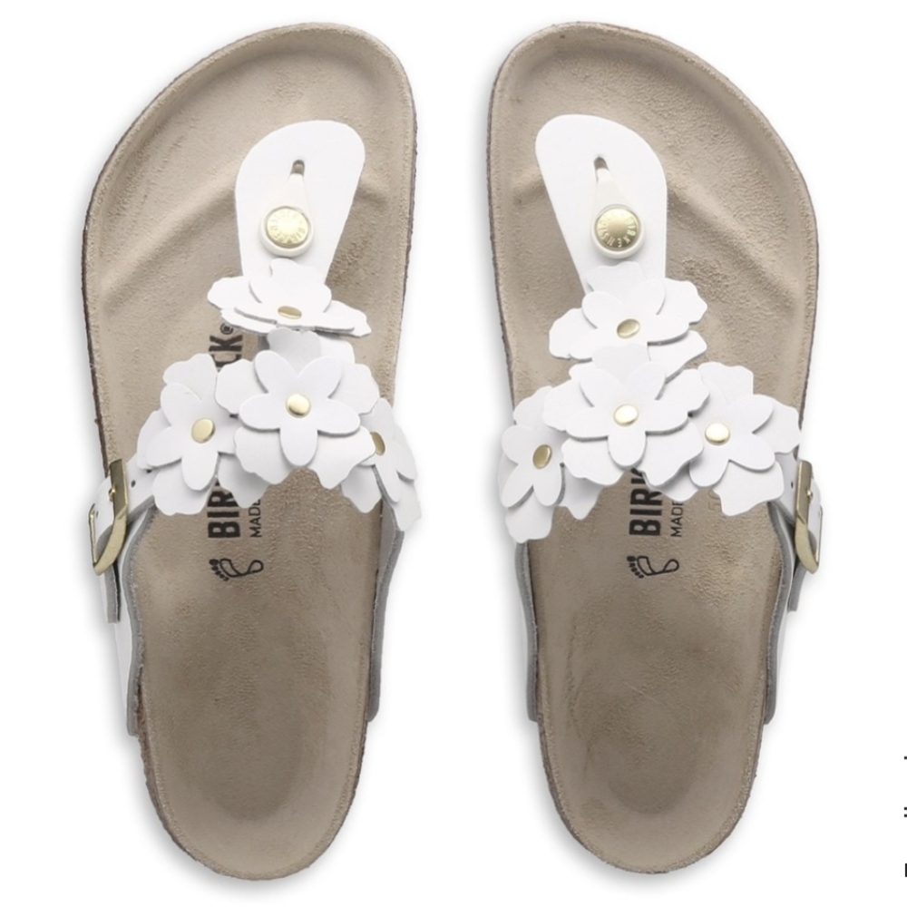 Birkenstock Women's Gizeh Flowers Footbed Sandal in White sz Euro 37 - Picture 13 of 14
